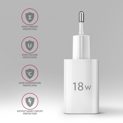 AXAGON Wallcharger 1x port USB-A, QC3.0/AFC/FCP/Apple, 18W | ACU-QC18W
