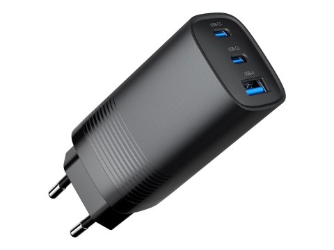 Cablexpert 3-port 65 W GaN USB PowerDelivery fast charger | TA-UC-PDQC65-01-BK Cablexpert 3-port 65 W GaN USB PowerDelivery fast charger | TA-UC-PDQC65-01-BK