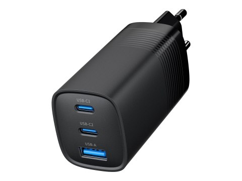 Cablexpert 3-port 65 W GaN USB PowerDelivery fast charger | TA-UC-PDQC65-01-BK Cablexpert 3-port 65 W GaN USB PowerDelivery fast charger | TA-UC-PDQC65-01-BK