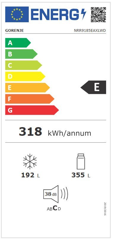 Gorenje Refrigerator | NRR9185EAXLWD | Energy efficiency class E | Free standing | Side by side | Height 178.6 cm | No Frost sys Gorenje Refrigerator | NRR9185EAXLWD | Energy efficiency class E | Free standing | Side by side | Height 178.6 cm | No Frost sys