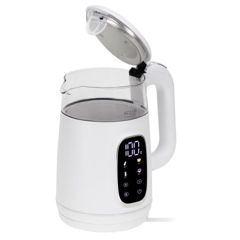 Adler Kettle with LED Display | AD 1305 | Electric | 2200 W | 1.7 L | Plastic | 360° rotational base | White/Silver Adler Kettle with LED Display | AD 1305 | Electric | 2200 W | 1.7 L | Plastic | 360° rotational base | White/Silver