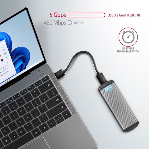 AXAGON SuperSpeed USB Micro-B - M.2 SATA SSD Ribbed Box | EEM2-SA