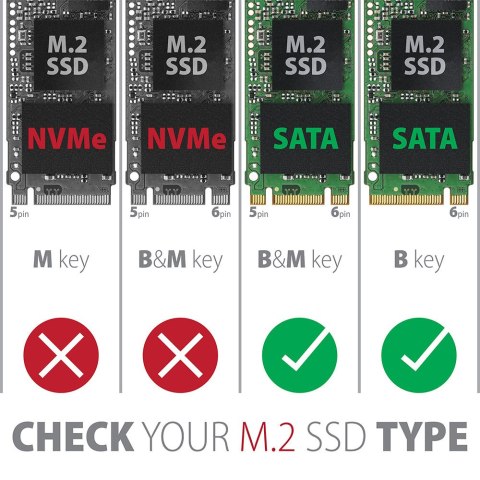 AXAGON SuperSpeed USB Micro-B - M.2 SATA SSD Ribbed Box | EEM2-SA