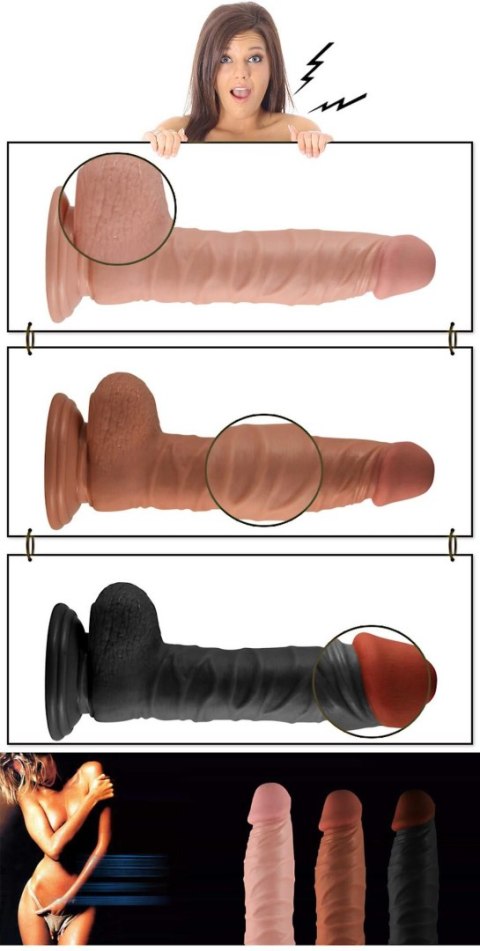 Dildo z przyssawką penis realistyczny żylasty