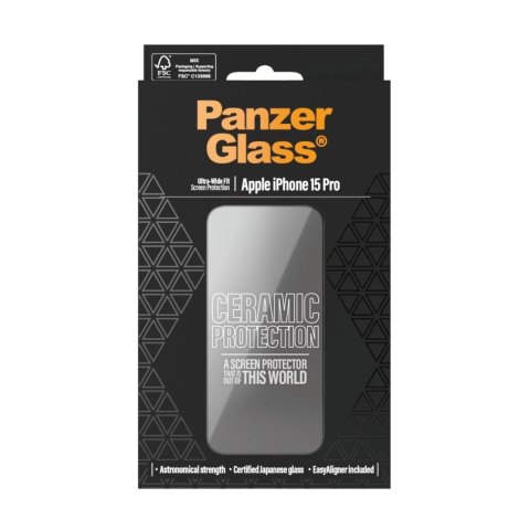 PanzerGlass Ceramic Protection dla iPhone 15 Pro | Ultra-Wide Fit z EasyAligner | PanzerGlass PanzerGlass Ceramic Protection dla iPhone 15 Pro | Ultra-Wide Fit z EasyAligner | PanzerGlass