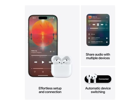 Słuchawki bezprzewodowe Apple AirPods 4 z funkcją aktywnej redukcji hałasu, idealne dla miłośników muzyki i wygody. Słuchawki bezprzewodowe Apple AirPods 4 z funkcją aktywnej redukcji hałasu, idealne dla miłośników muzyki i wygody.