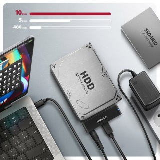 Adapter AXAGON ADSA-FPX USB-C 10Gbps - SATA 6G 2,5"/3,5" SSD/HDD FAST PORT X z zasilaczem sieciowym. | AXAGON