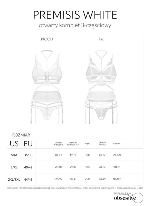 Komplet 3-częściowy Premisis White S/M Obsessive Premium Komplet 3-częściowy Premisis White S/M Obsessive Premium