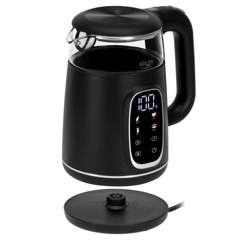 Adler Kettle with LED Display | AD 1305 | Electric | 2200 W | 1.7 L | Plastic | 360° rotational base | Black/Silver Adler Kettle with LED Display | AD 1305 | Electric | 2200 W | 1.7 L | Plastic | 360° rotational base | Black/Silver