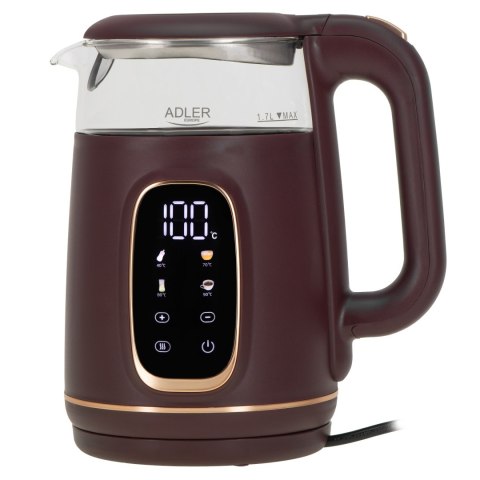 Adler Kettle with LED Display | AD 1305 | Electric | 2200 W | 1.7 L | Plastic | 360° rotational base | Burgundy Adler Kettle with LED Display | AD 1305 | Electric | 2200 W | 1.7 L | Plastic | 360° rotational base | Burgundy