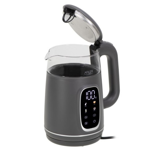 Adler Kettle with LED Display | AD 1305 | Electric | 2200 W | 1.7 L | Plastic | 360° rotational base | Grey Adler Kettle with LED Display | AD 1305 | Electric | 2200 W | 1.7 L | Plastic | 360° rotational base | Grey
