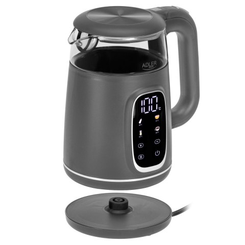 Adler Kettle with LED Display | AD 1305 | Electric | 2200 W | 1.7 L | Plastic | 360° rotational base | Grey Adler Kettle with LED Display | AD 1305 | Electric | 2200 W | 1.7 L | Plastic | 360° rotational base | Grey