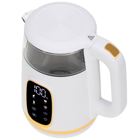 Adler Kettle with LED Display | AD 1305 | Electric | 2200 W | 1.7 L | Plastic | 360° rotational base | White/Gold Adler Kettle with LED Display | AD 1305 | Electric | 2200 W | 1.7 L | Plastic | 360° rotational base | White/Gold