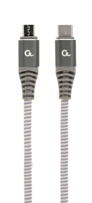 Cablexpert CC-USB2B-CMMBM-1.5M Kabel do ładowania i transmisji danych USB Type-C do micro-USB w bawełnianym oplocie, 1,5 m | Cab