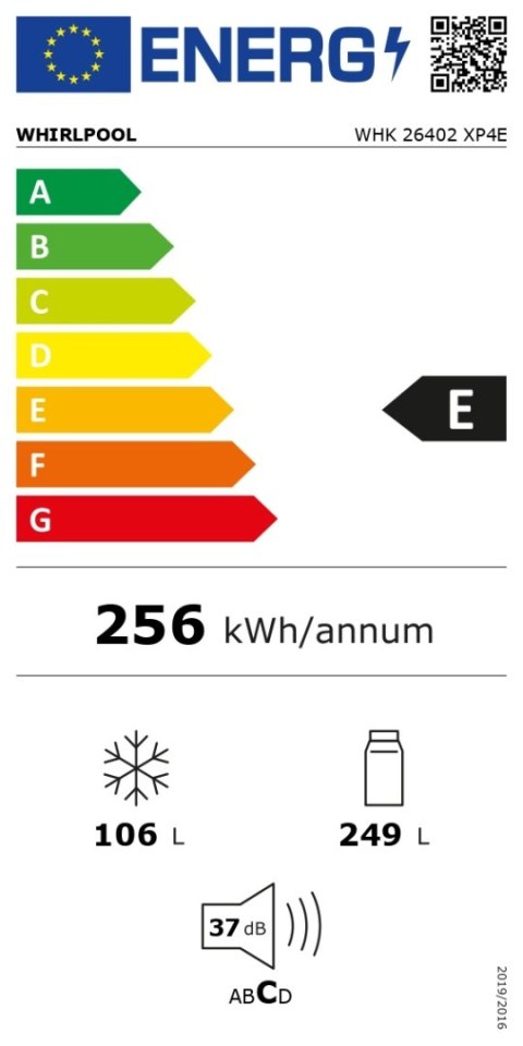 Lodówka Whirlpool | WHK 26402 XP4E | Klasa efektywności energetycznej E | Wolnostojąca | Kombi | Wysokość 203,5 cm | System No F Lodówka Whirlpool | WHK 26402 XP4E | Klasa efektywności energetycznej E | Wolnostojąca | Kombi | Wysokość 203,5 cm | System No F