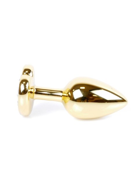 Stalowy złoty korek analny stal kryształ serce 7cm Stalowy złoty korek analny stal kryształ serce 7cm