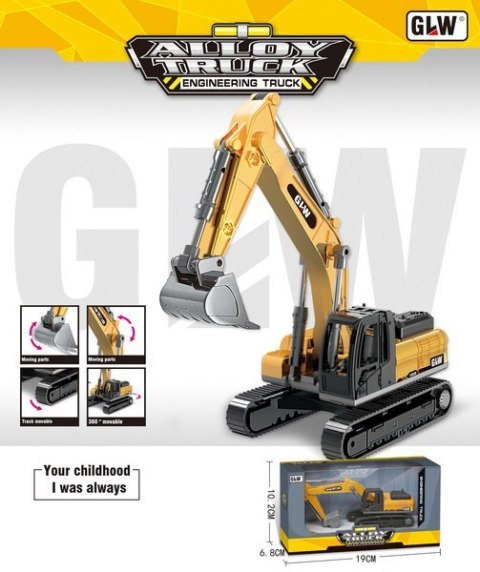 Koparka GLW dla dzieci 3+ Metalowa Ruchoma Łyżka + Obrotowa Kabina + Ruchome Ramię + Ruchome Gąsienice Koparka GLW dla dzieci 3+ Metalowa Ruchoma Łyżka + Obrotowa Kabina + Ruchome Ramię + Ruchome Gąsienice