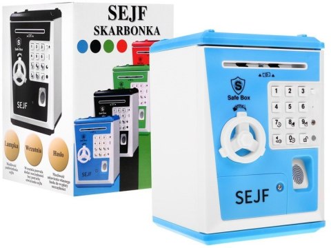 Sejf skarbonka dla dzieci 3+ niebieski Oszczędzanie pieniędzy + Nauka przedsiębiorczości Sejf skarbonka dla dzieci 3+ niebieski Oszczędzanie pieniędzy + Nauka przedsiębiorczości