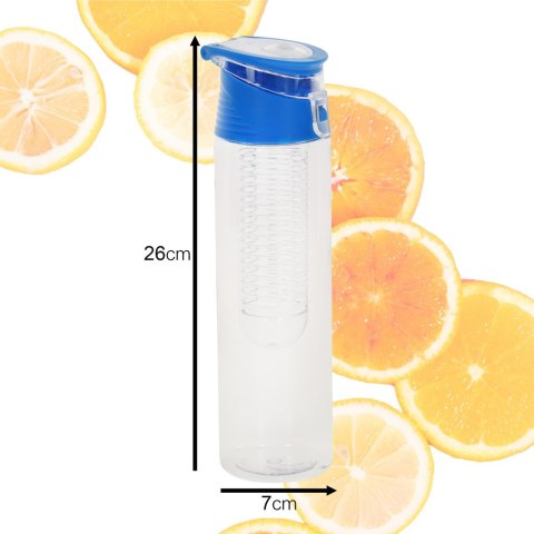 Butelka bidon na wodę z wkładem na owoce 800ml niebieska Butelka bidon na wodę z wkładem na owoce 800ml niebieska