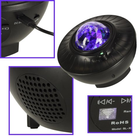 Projektor gwiazd lampka nocna kula LED bluetooth pilot