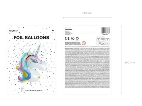 Balon foliowy Jednorożec 73cm x 90cm Balon foliowy Jednorożec 73cm x 90cm