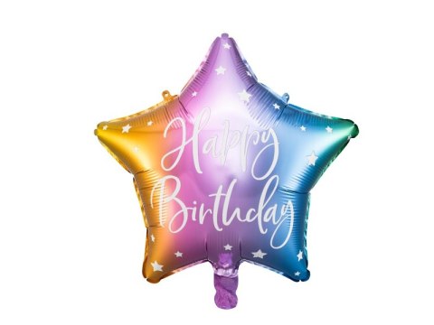 Balon foliowy urodzinowy gwiazdka Happy Birthday 40cm kolorowy Balon foliowy urodzinowy gwiazdka Happy Birthday 40cm kolorowy