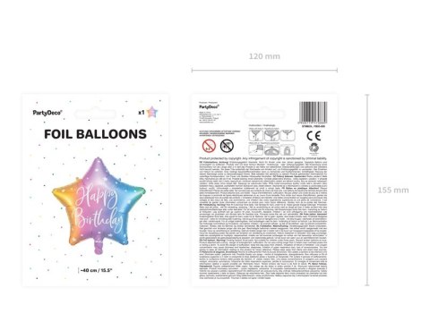 Balon foliowy urodzinowy gwiazdka Happy Birthday 40cm kolorowy Balon foliowy urodzinowy gwiazdka Happy Birthday 40cm kolorowy