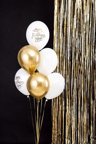 Balony urodzinowe Happy Birthday To You złoty biały 30cm 6szt Balony urodzinowe Happy Birthday To You złoty biały 30cm 6szt