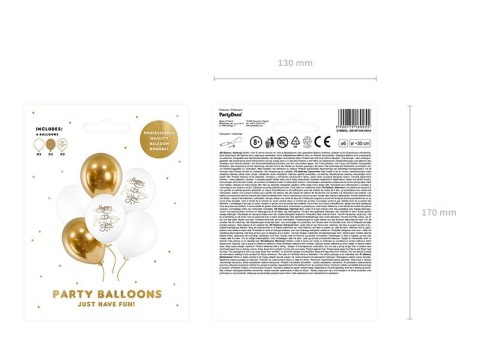 Balony urodzinowe Happy Birthday To You złoty biały 30cm 6szt Balony urodzinowe Happy Birthday To You złoty biały 30cm 6szt